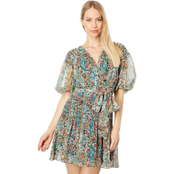 Ted Baker Dress 2 Floral Tiania Smock Panel Wrap Mini - Picture 6 of 11
